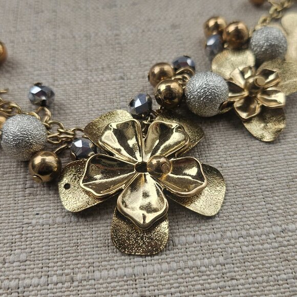 Bold Element Women Necklace Gold Tone Blossom Flower Statement Necklace - Picture 2 of 13
